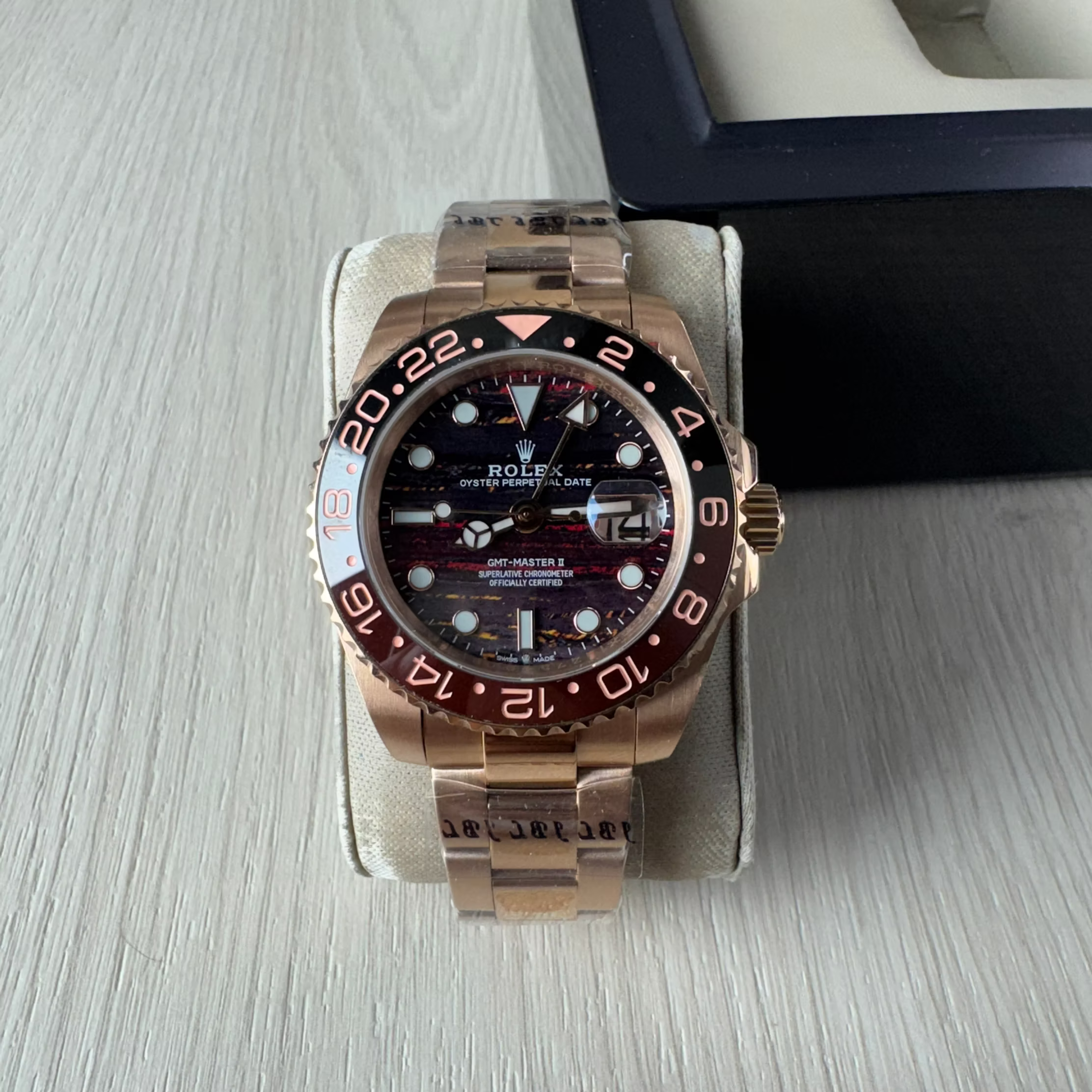 ROLEX GMT MASTER II ROSE PRETO 40MM