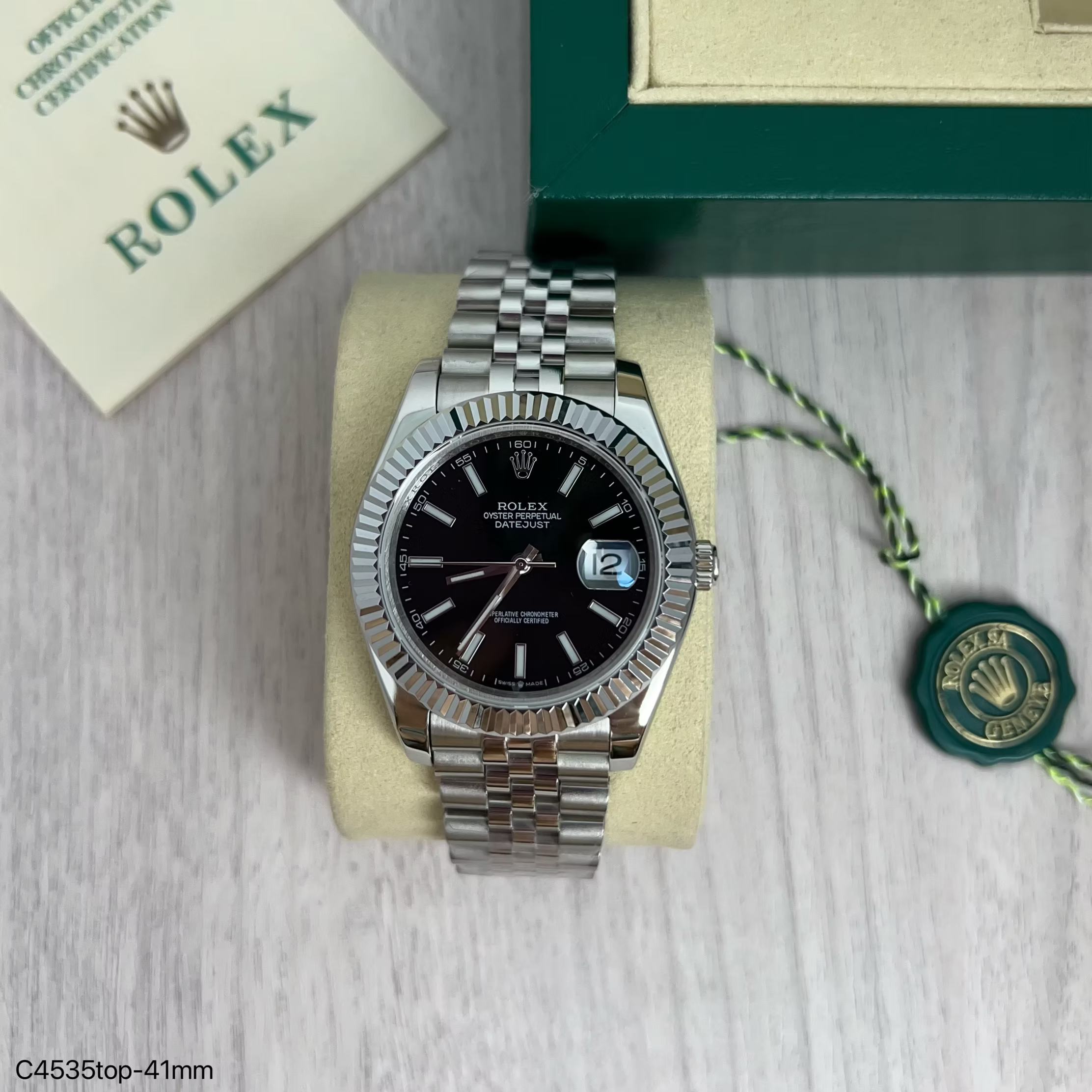 ROLEX DATEJUST PRATA PRETO JUBILEU 41MM
