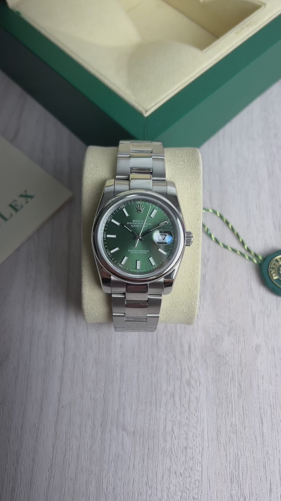 ROLEX DATEJUST PRATA VERDE FEMININO 36MM
