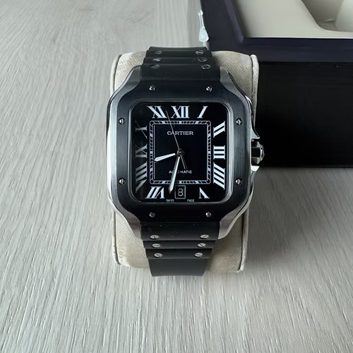 CARTIER SANTOS PRATA PRETO 40MM X 47MM