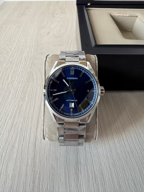 TAG HEUER CARRERA CAL 5 PRATA AZUL AUTOMATICO 41MM