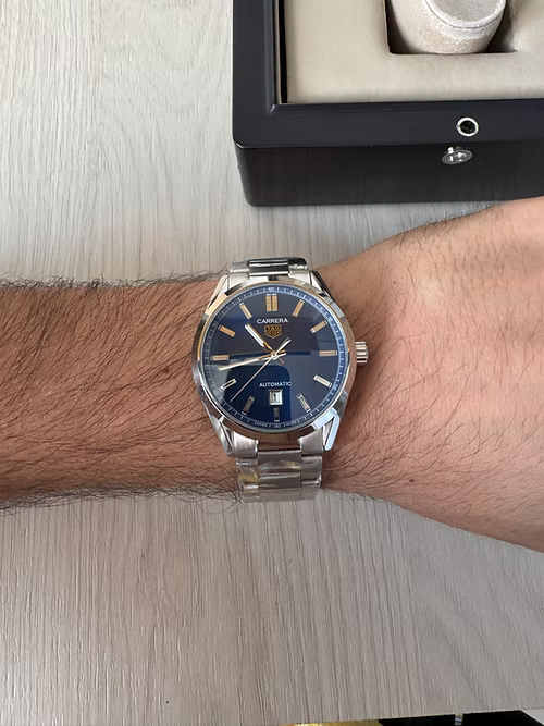 TAG HEUER CARRERA CAL 5 PRATA AZUL AUTOMATICO 41MM