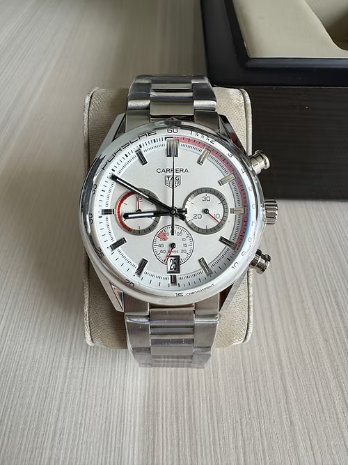 TAG HEUER CARRERA PORSCHE PRATA BRANCO 41MM