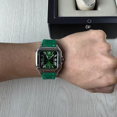 CARTIER SANTOS PRATA VERDE 40MM X 47MM