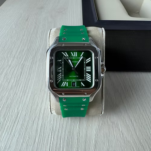 CARTIER SANTOS PRATA VERDE 40MM X 47MM
