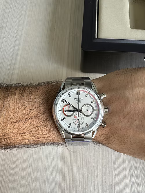 TAG HEUER CARRERA PORSCHE PRATA BRANCO 41MM
