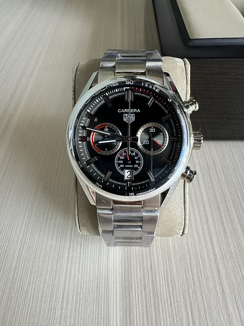 TAG HEUER CARRERA PORSCHE PRATA VERMELHO 41MM