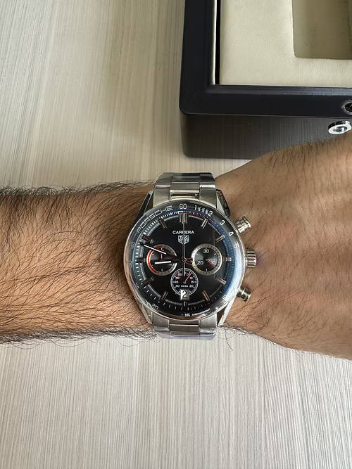 TAG HEUER CARRERA PORSCHE PRATA VERMELHO 41MM