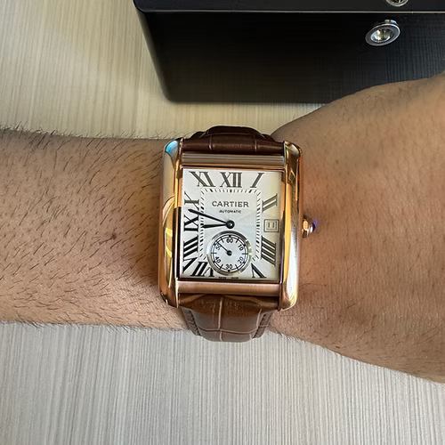 CARTIER TANK ROSE COURO 35MM X 43MM