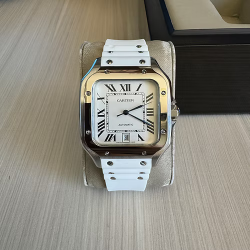 CARTIER SANTOS PRATA BRANCO 40MM X 47MM