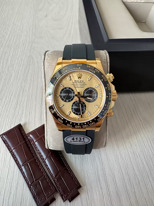 ROLEX DAYTONA DOURADO COURO + BORRACHA 40MM