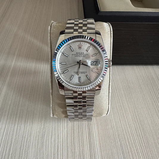 ROLEX DATEJUST PRATA BRANCO FEMININO 36MM