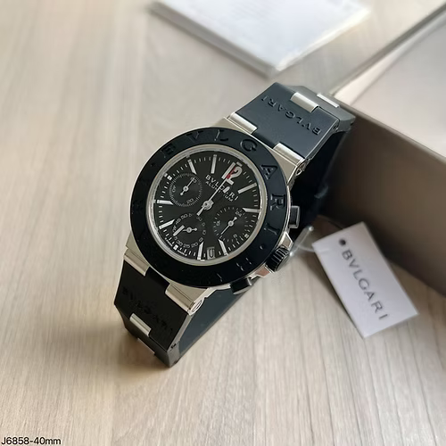 BVLGARI ALUMINIUM PRATA PRETO 40MM
