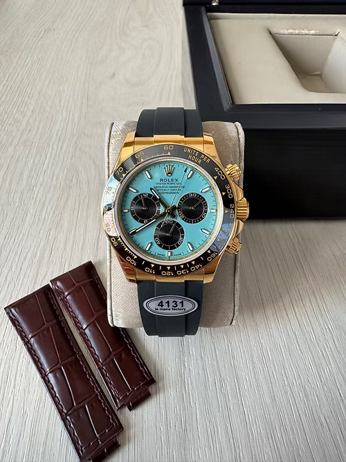 ROLEX DAYTONA DOURADO AZUL COURO + BORRACHA 40MM