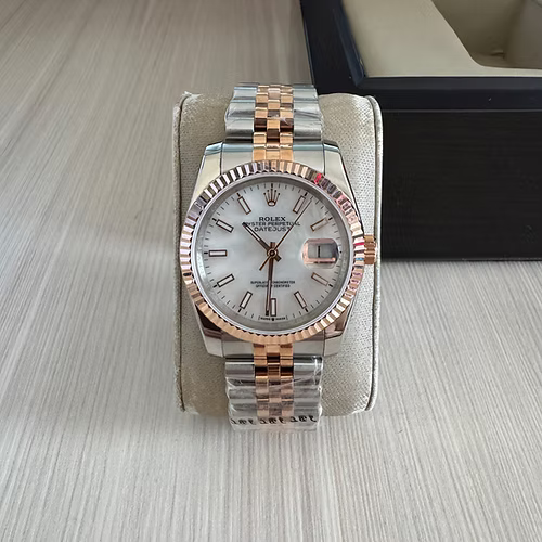 ROLEX DATEJUST MISTO ROSE BRANCO FEMININO 36MM