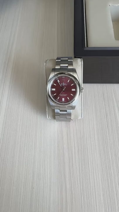 ROLEX OYSTER PERPETUAL PRATA VINHO 41MM
