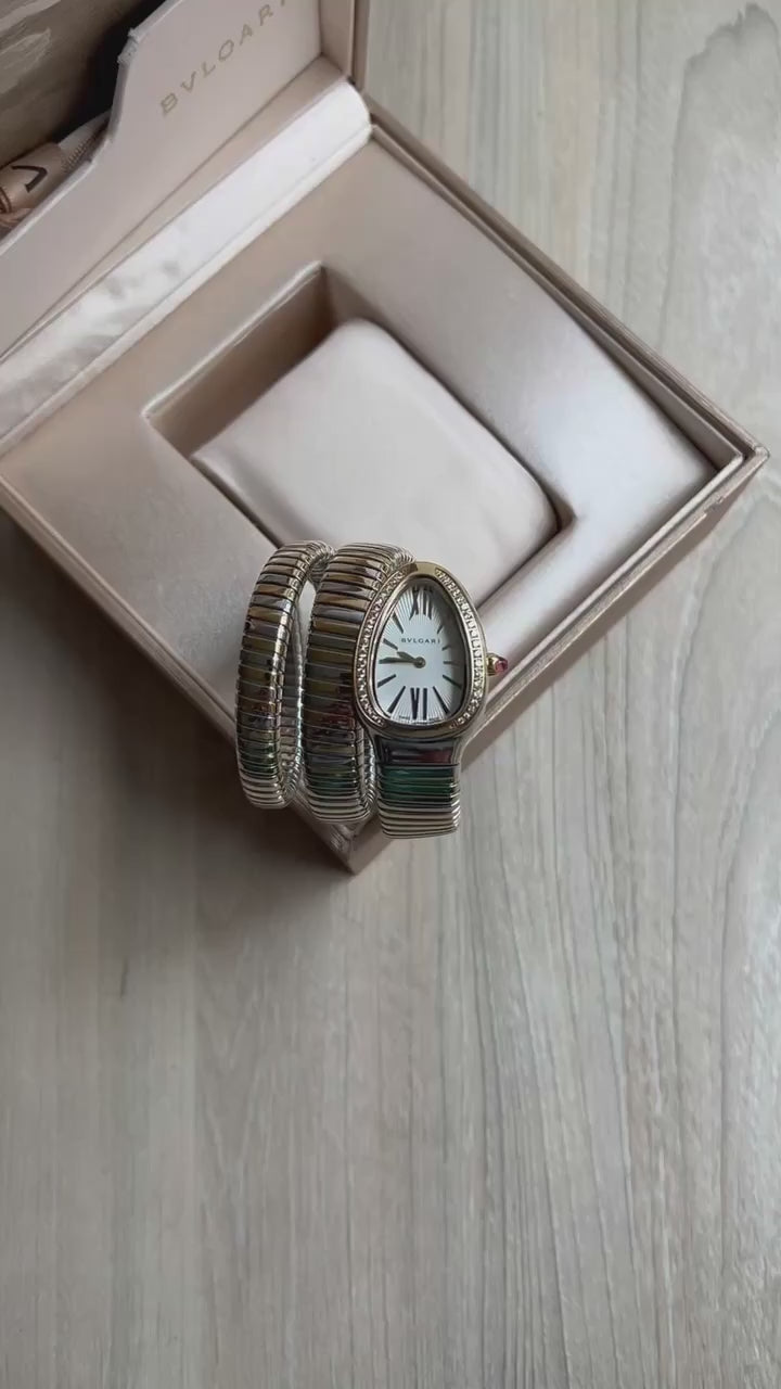 BVLGARI SERPENTE MISTO BRANCO 2 VOLTAS 23MM X 35MM FEMININO