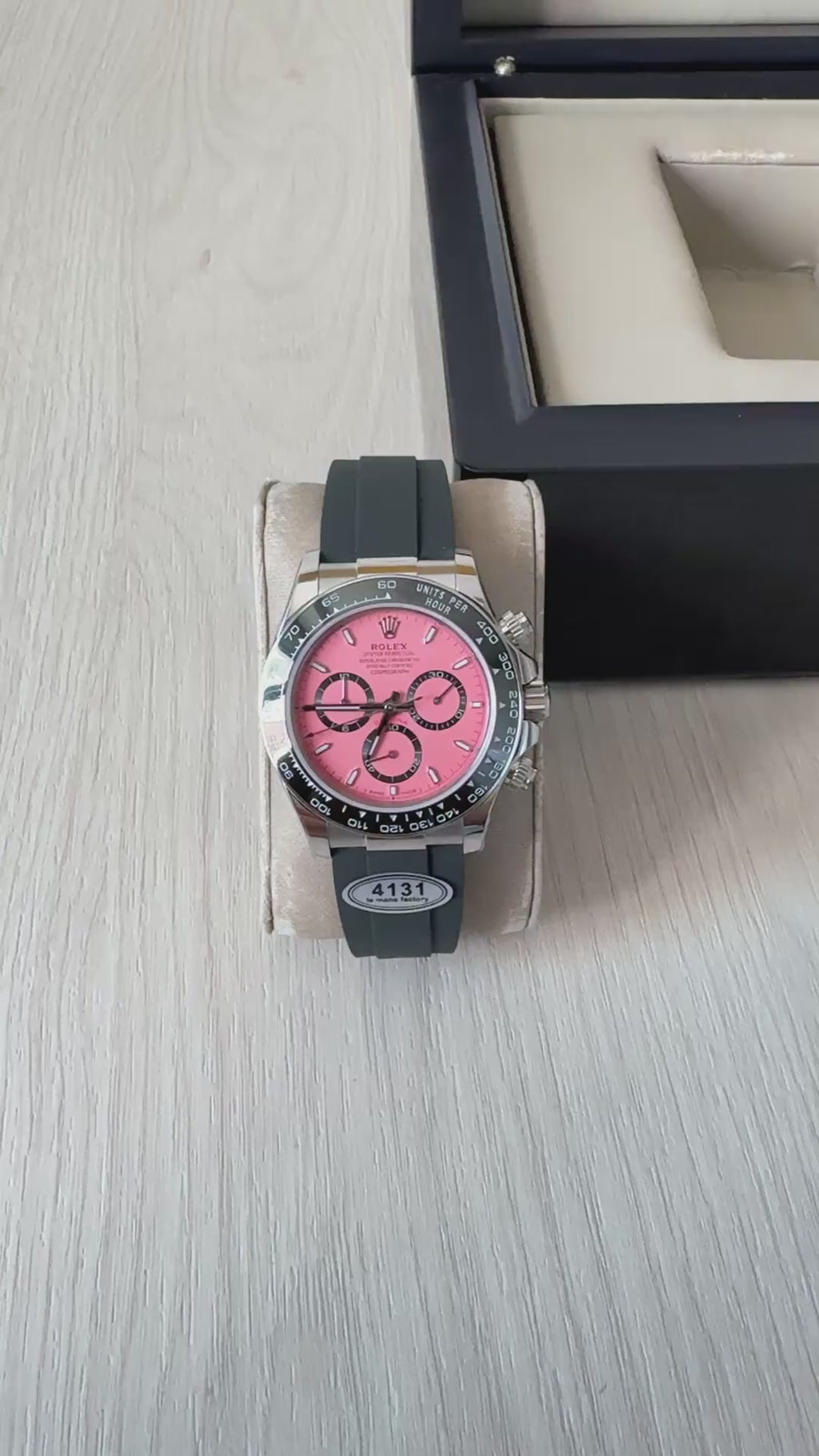 ROLEX DAYTONA PRATA ROSA COURO + BORRACHA 40MM