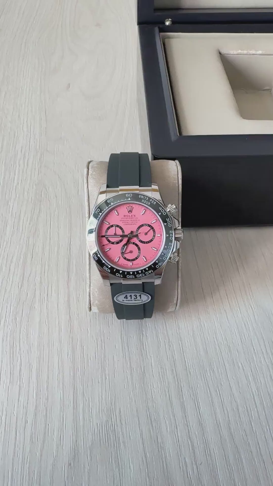 ROLEX DAYTONA PRATA ROSA COURO + BORRACHA 40MM