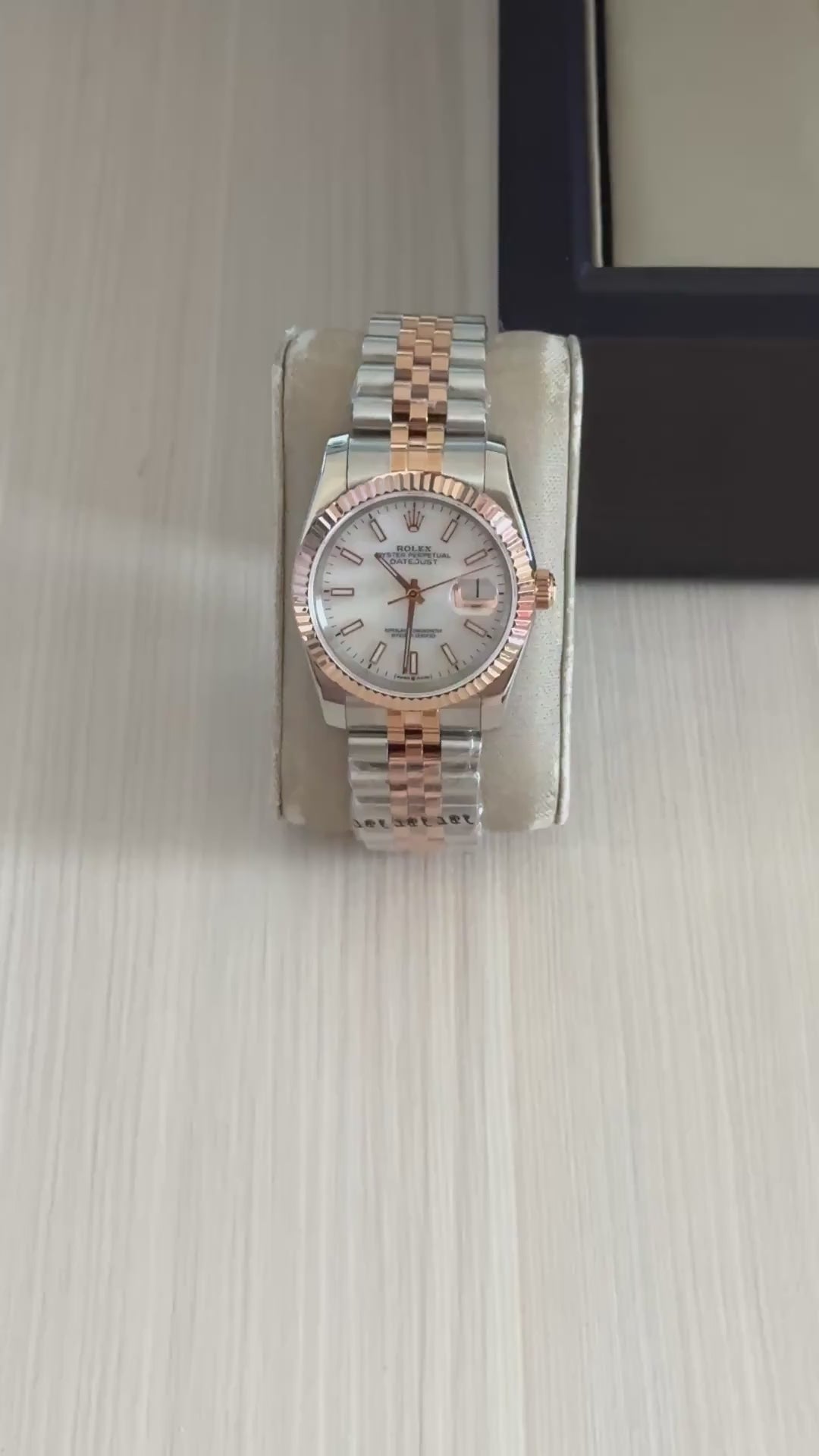 ROLEX DATEJUST MISTO ROSE BRANCO FEMININO 36MM