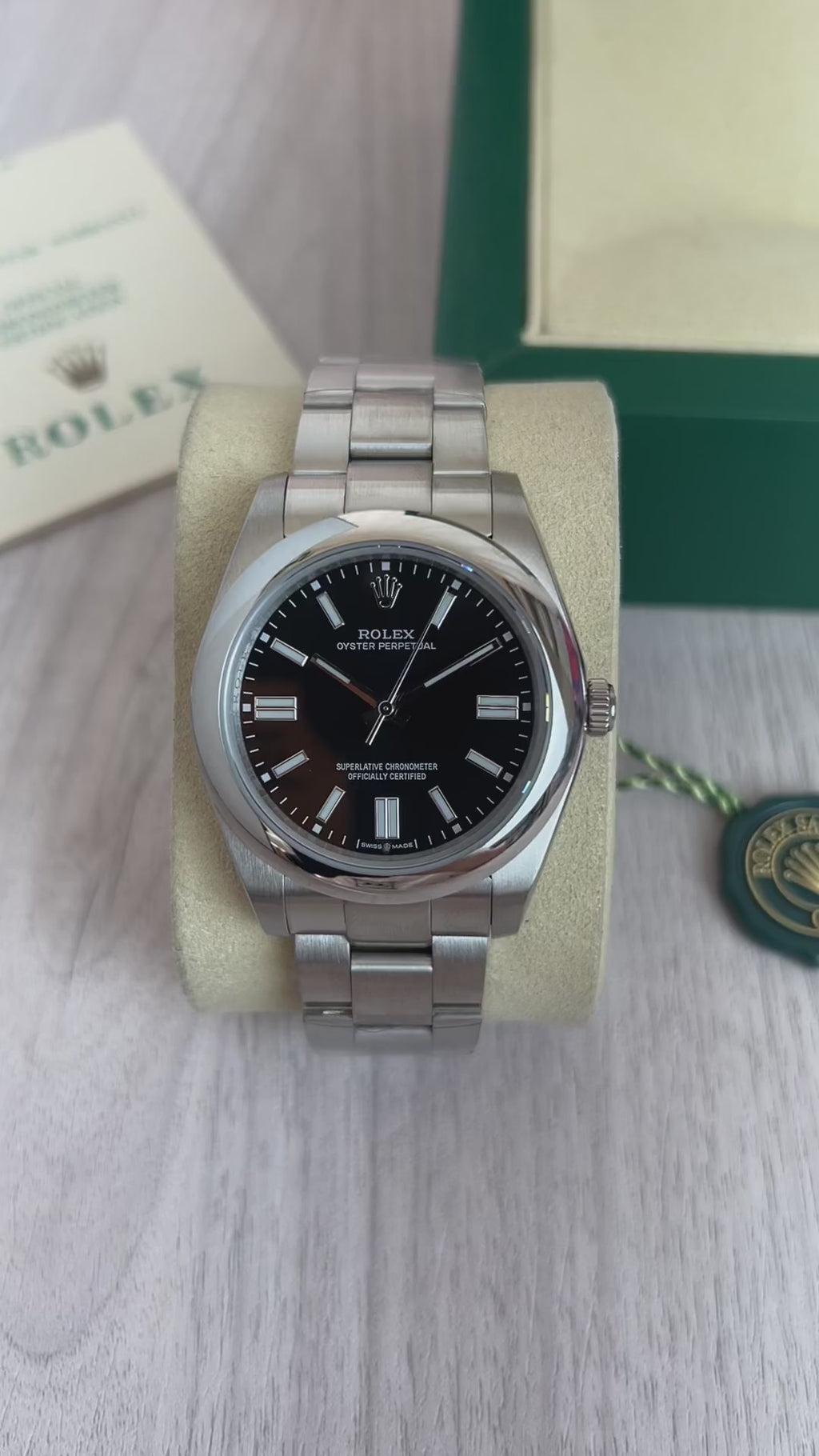 ROLEX OYSTER PERPETUAL PRATA PRETO 41MM