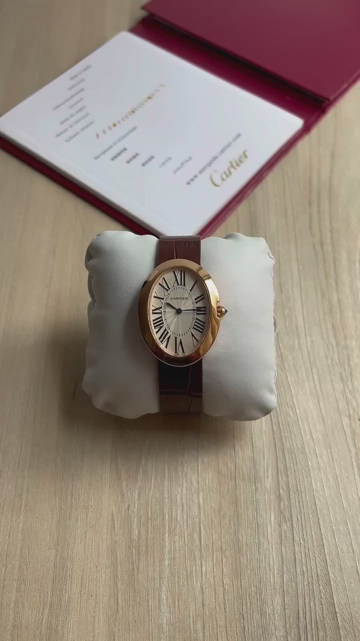 CARTIER BAIGNOIRE ROSE COURO 30MM FEMININO