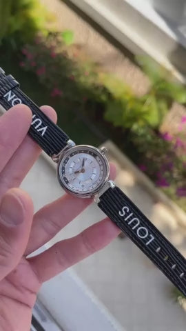 LOUIS VUITTON TAMBOUR PRATA PRETO 35MM FEMININO