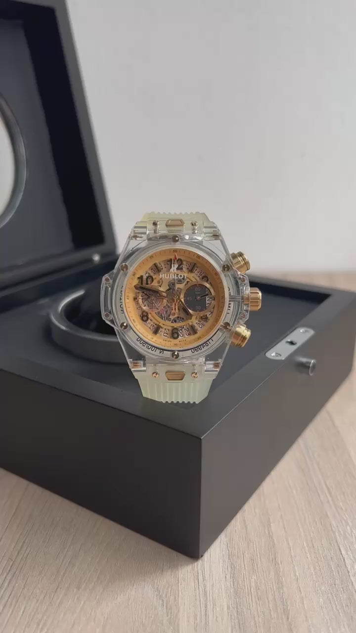 HUBLOT BIG BANG UNICO ACRILICO DOURADO 44MM