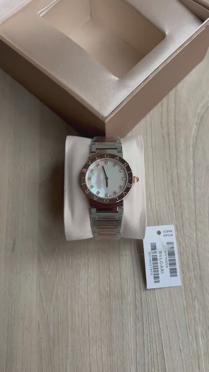 BVLGARI BULGARI PRATA ROSE MADRE PEROLA 33MM FEMININO