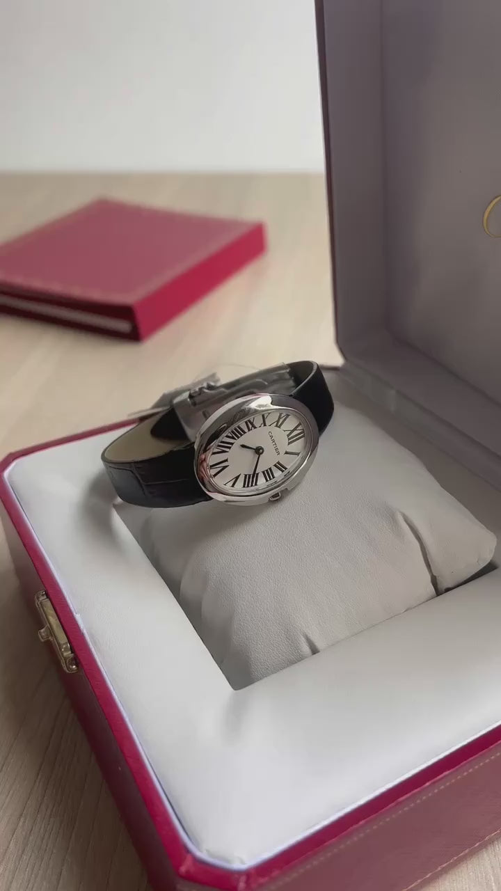 CARTIER BAIGNOIRE PRATA COURO 32MM FEMININO