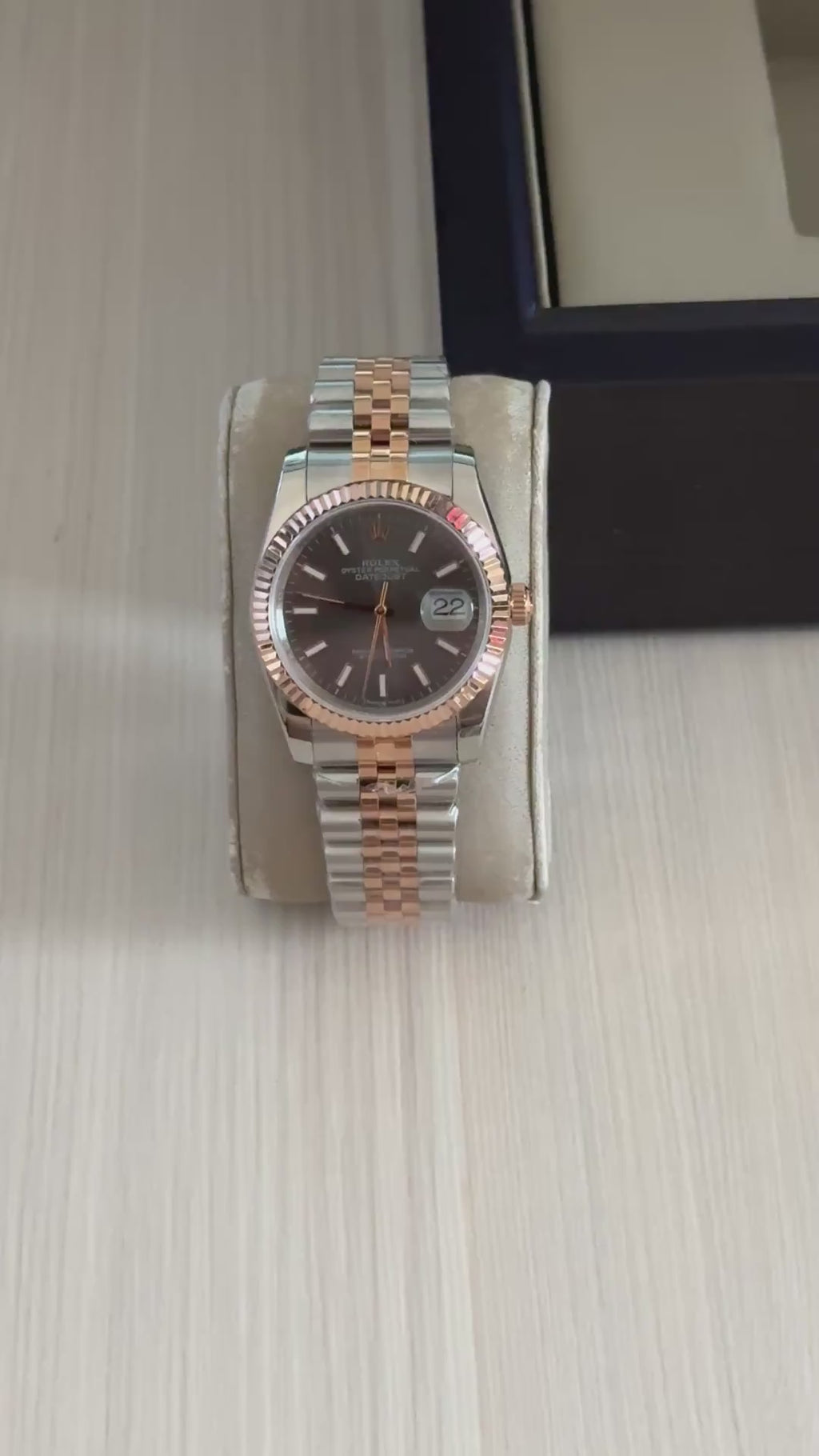 ROLEX DATEJUST MISTO ROSE CINZA FEMININO 36MM