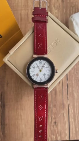 LOUIS VUITTON TAMBOUR ROSE VERMELHO 41MM