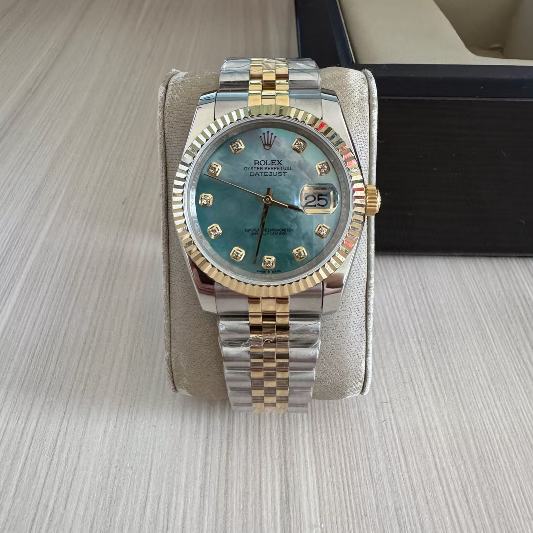 ROLEX DATEJUST MISTO DOURADO MADRE PEROLA FEMININO 36MM