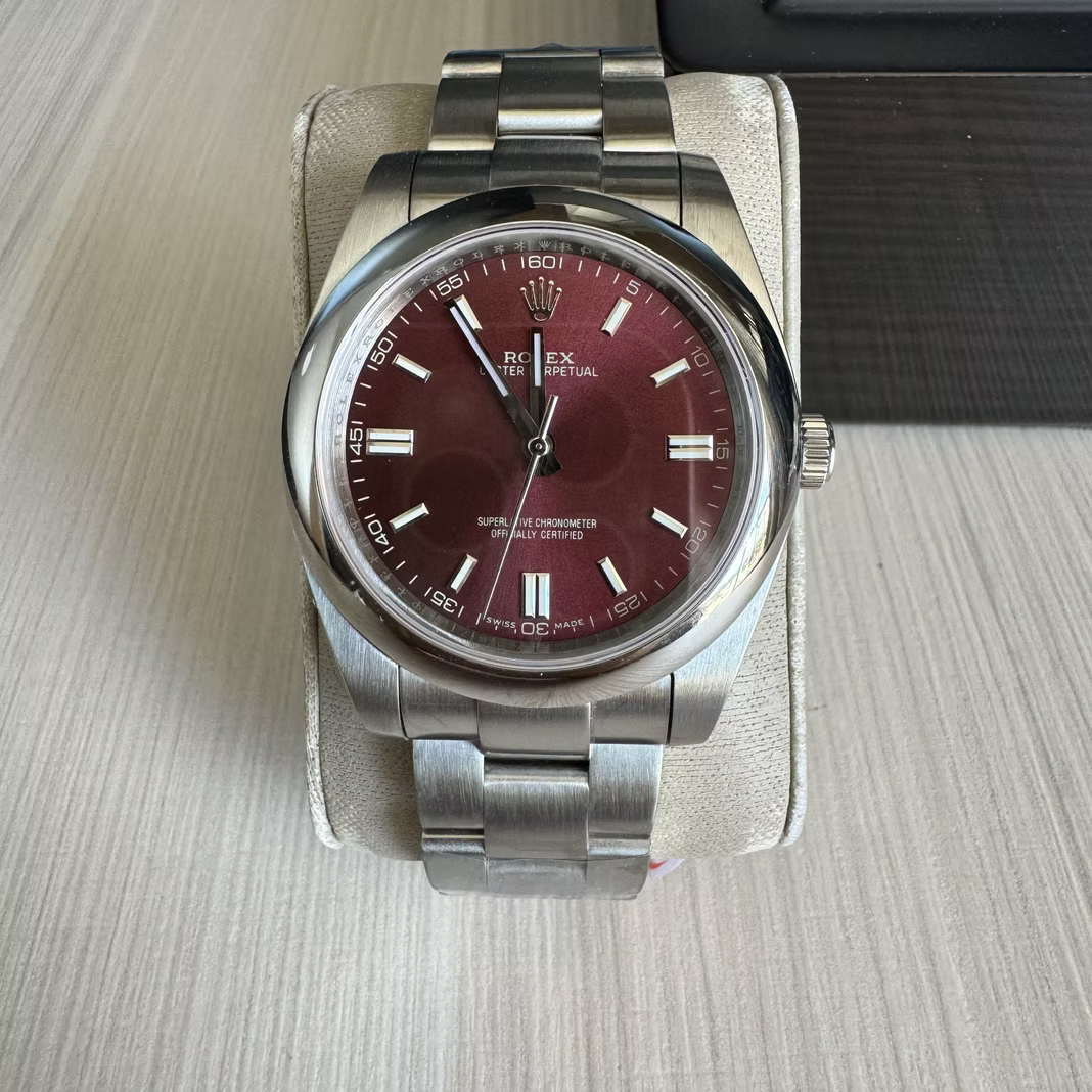 ROLEX OYSTER PERPETUAL PRATA VINHO 41MM
