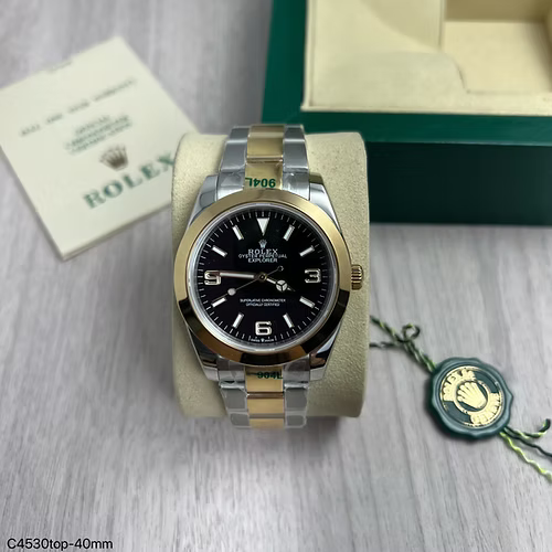 ROLEX EXPLORER PRATA DOURADO PRETO 39MM